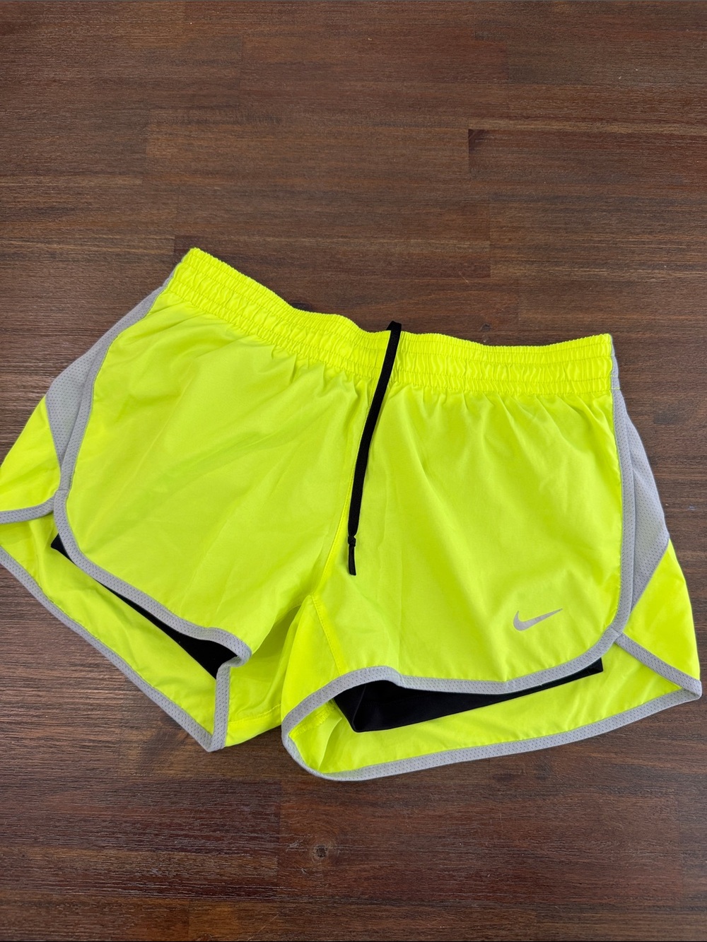 Nike Women's High-Visibility Neon Yellow Athletic Running Shorts